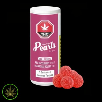 Red Razzleberry 1:1:1 CBG/CBD/THC, Pearls by gron (5/pk) Soft Chews