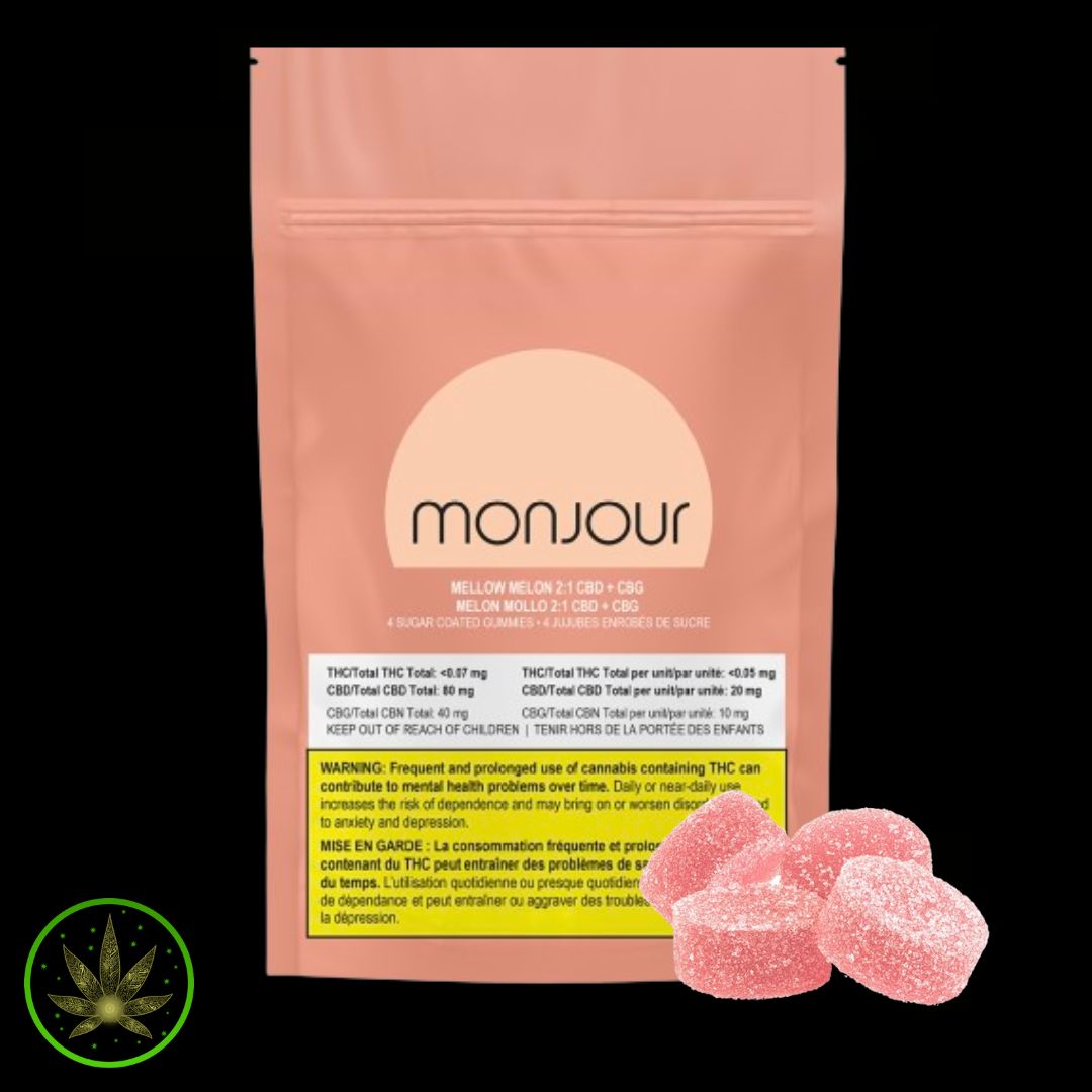 Mellow Melon CBD-CBG (4/pk) Soft Chews, Monjour