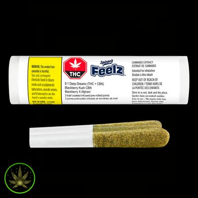 Blackberry Kush CBN (Deep Dreamz), SPINACH FEELZ (3x0.5g) Infused Pre-Rolls