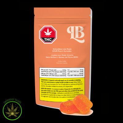 Sour Peach Solventless Live Rosin , La Boca (2/pk) Soft Chews