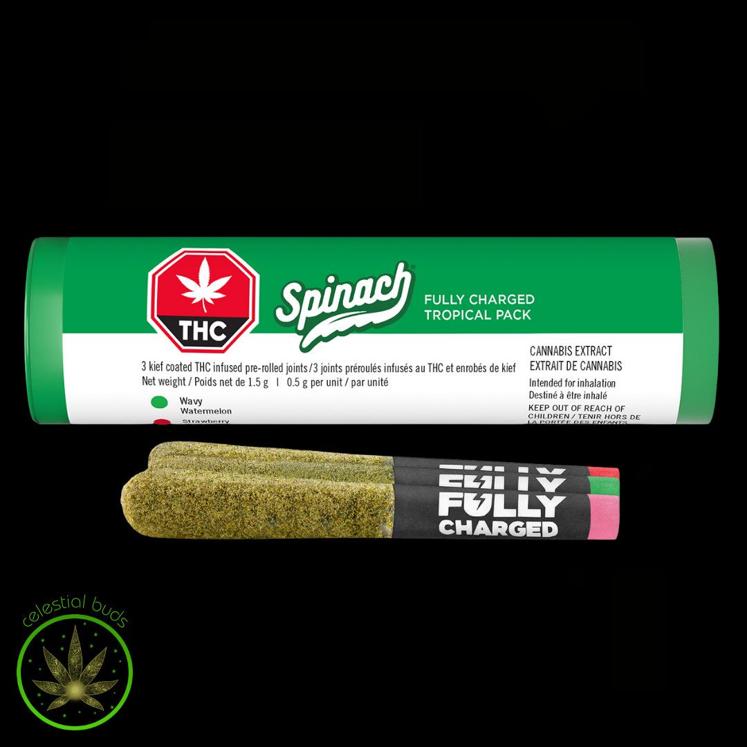 Fully Charged Tropical Pack, Spinach (3x0.5g) Infused Pre-Rolls