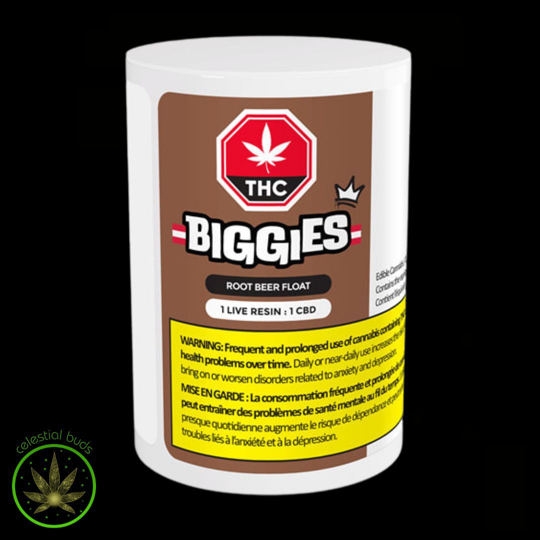 Root Beer Float, 1:1 Live Resin:CBD, (4/pk) Soft Chews, BIGGIES
