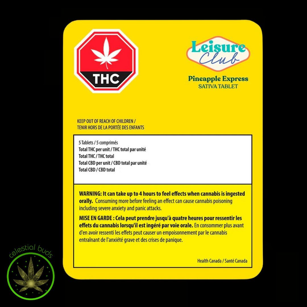 Pineapple Express THC 10mg, Leisure Club (5/pk) Tablets