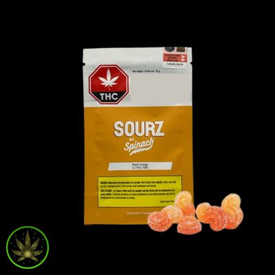 Peach Orange 1:1, SOURZ by Spinach (5/pk) Soft Chews