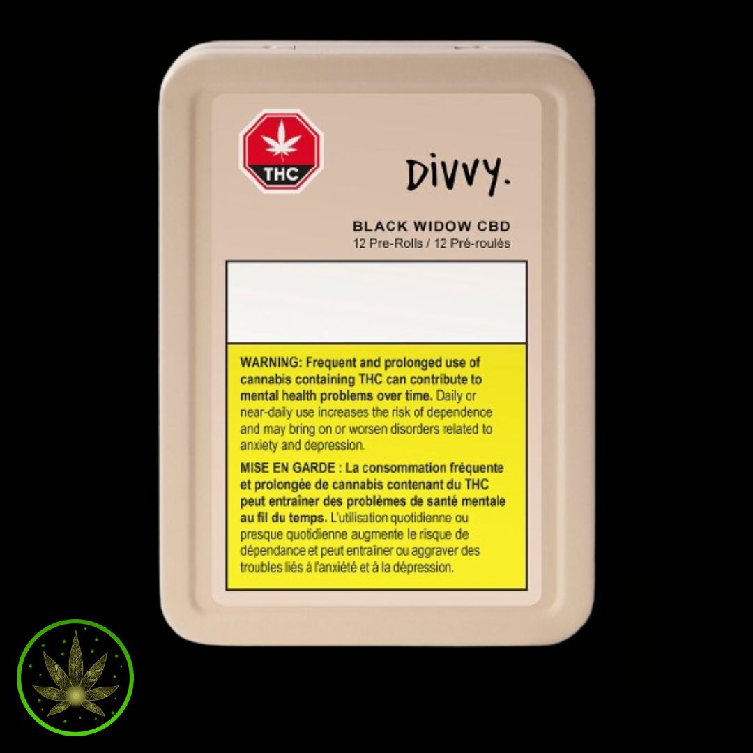 Black Widow CBD/THC,  Divvy(12x0.35g) Pre-Rolls