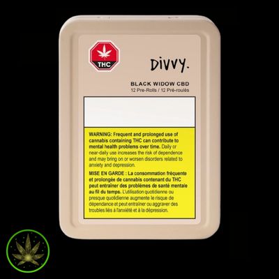 Black Widow CBD/THC,  Divvy(12x0.35g) Pre-Rolls