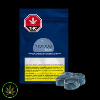 Bedtime Blueberry Lemon (CBD/CBN/THC), Monjour Bare (4/pk)  Soft Chews