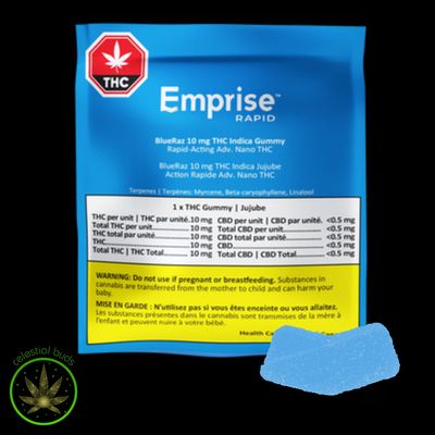 BlueRaz 10 mg THC Indica, Emprise Rapid (1/pc) Soft Chew