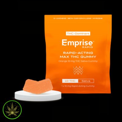 Orange 10 mg THC Sativa, Emprise Rapid (1/pc) Soft Chew