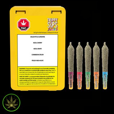 Juicy 5 Variety Pack, Trippy Sips (5x0.5g) Infused Pre-Rolls