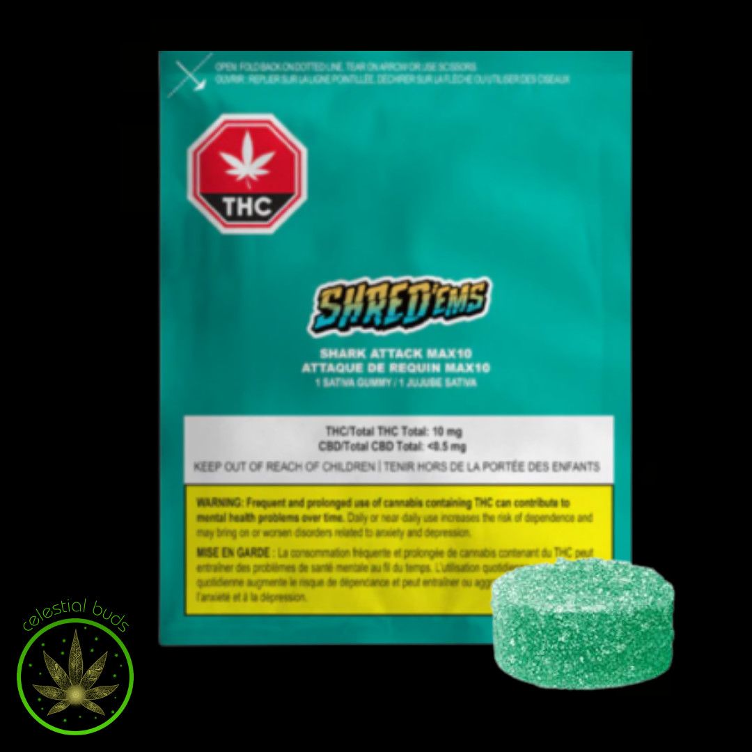 Shark Attack Sativa MAX10 THC, Shred'ems (1/pk) THC Soft Chew
