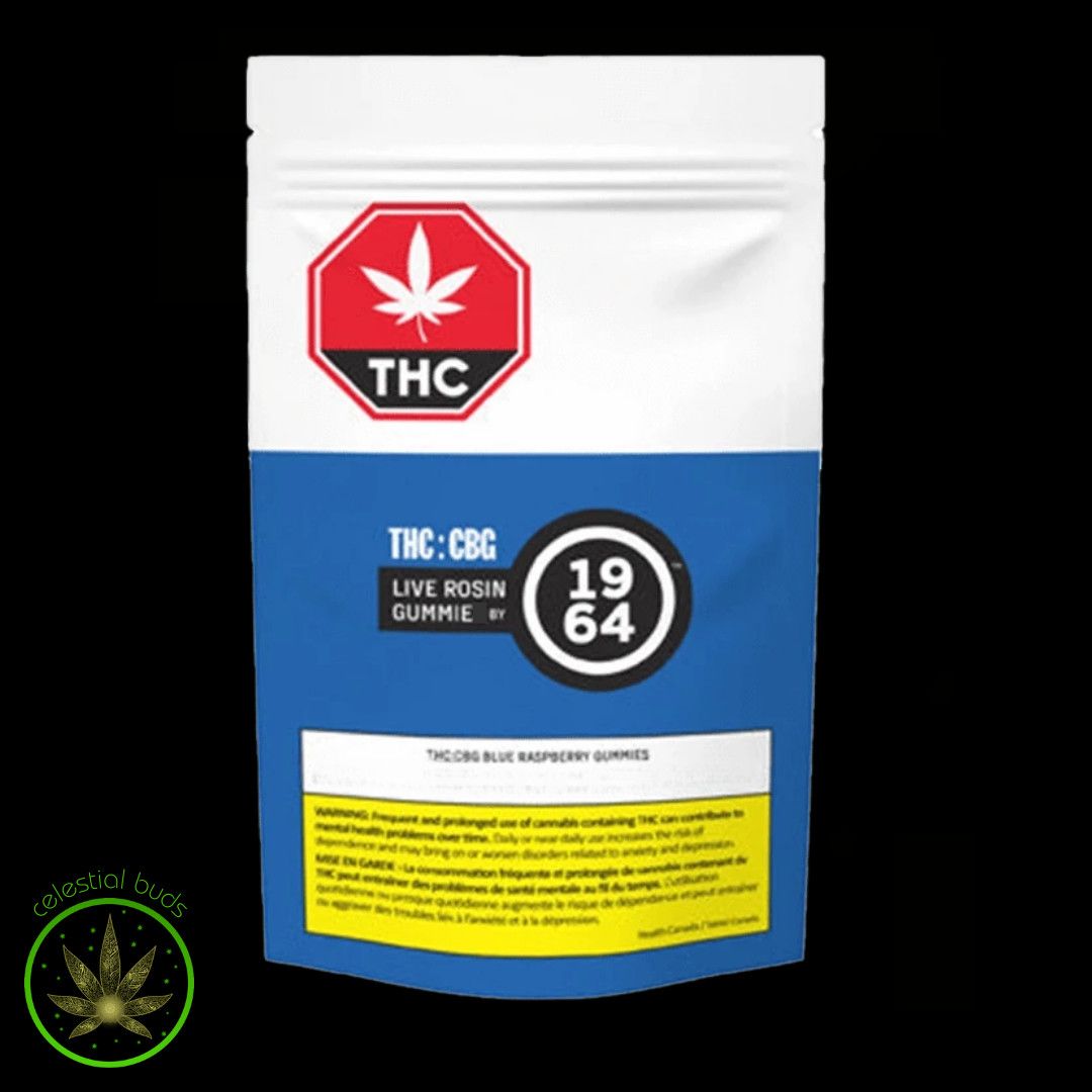 Blue Raspberry (Blue Dream)THC:CBG, 1964 (2/pk) Live Rosin Soft Chews
