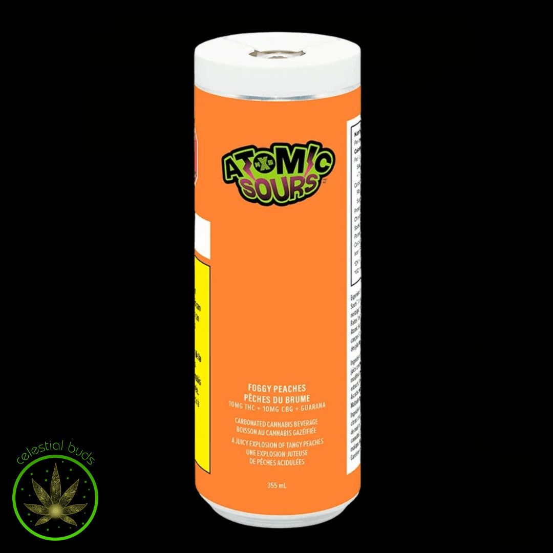Foggy Peaches(THC/CBG), XMG Atomic Sours (355ml) Beverage