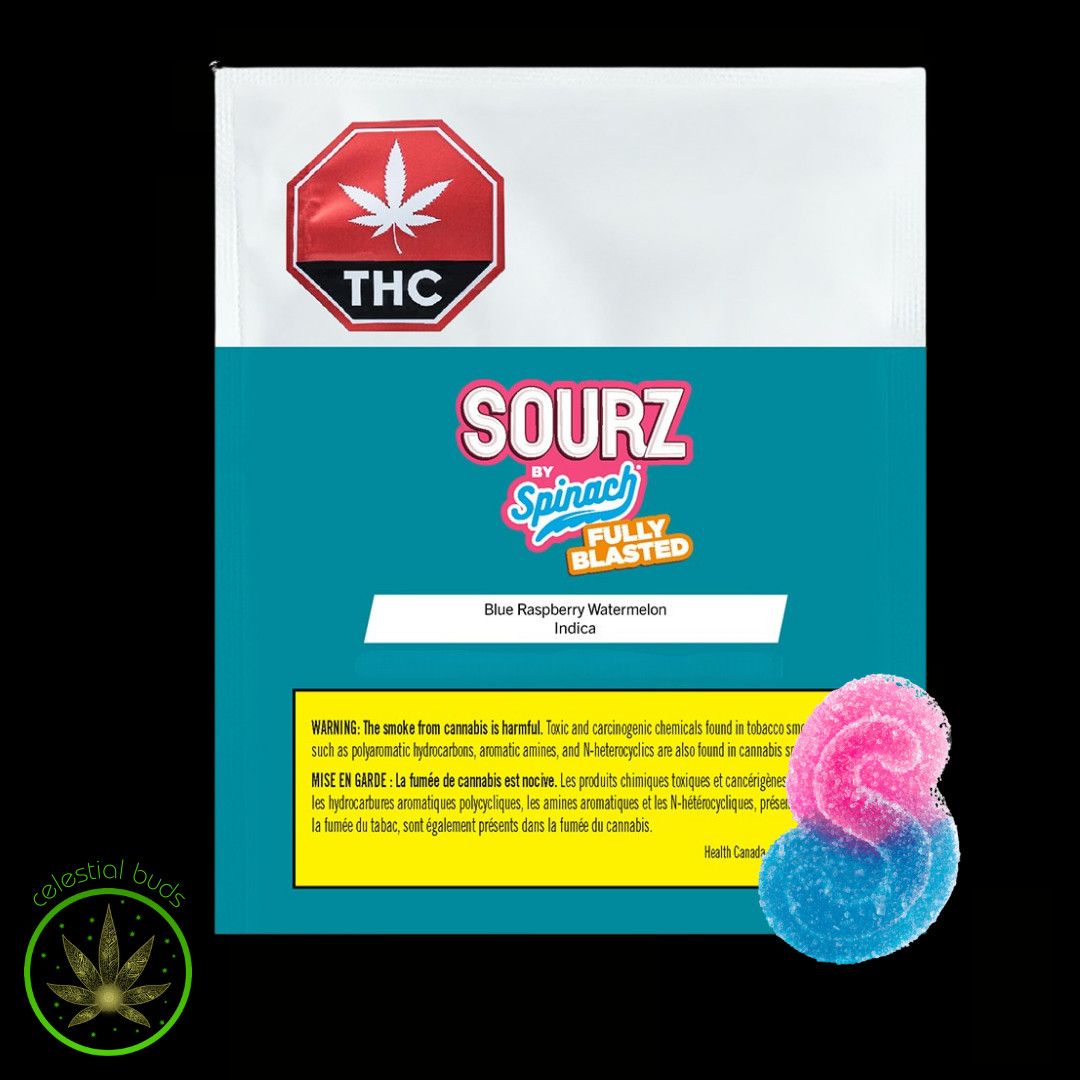 Fully Blasted Blue Raspberry Watermelon , SOURZ by Spinach (5/pk, 10mg) Soft Chews