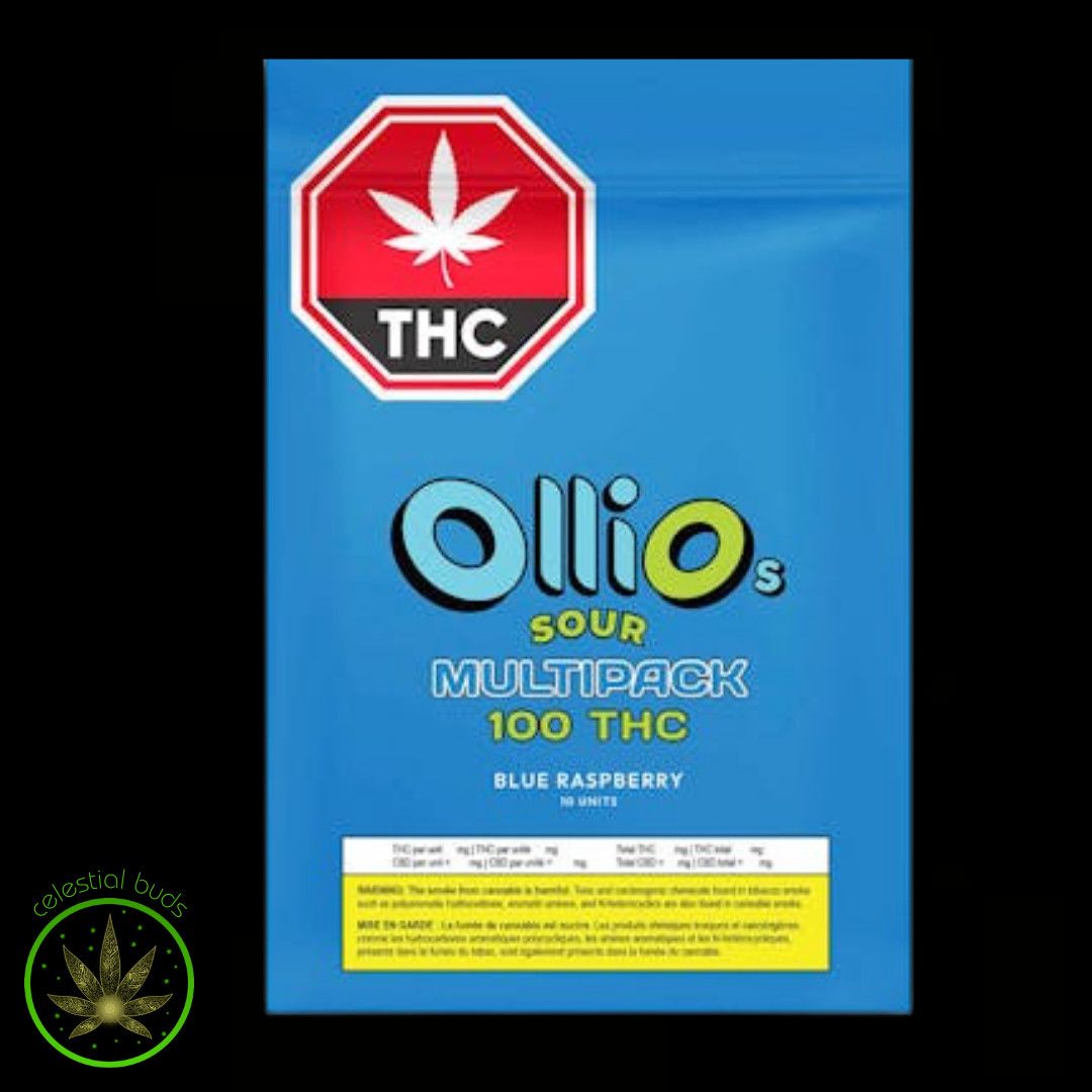 Sour Blue Raspberry 10mg THC, (10/pk) Olli O's Soft Chews