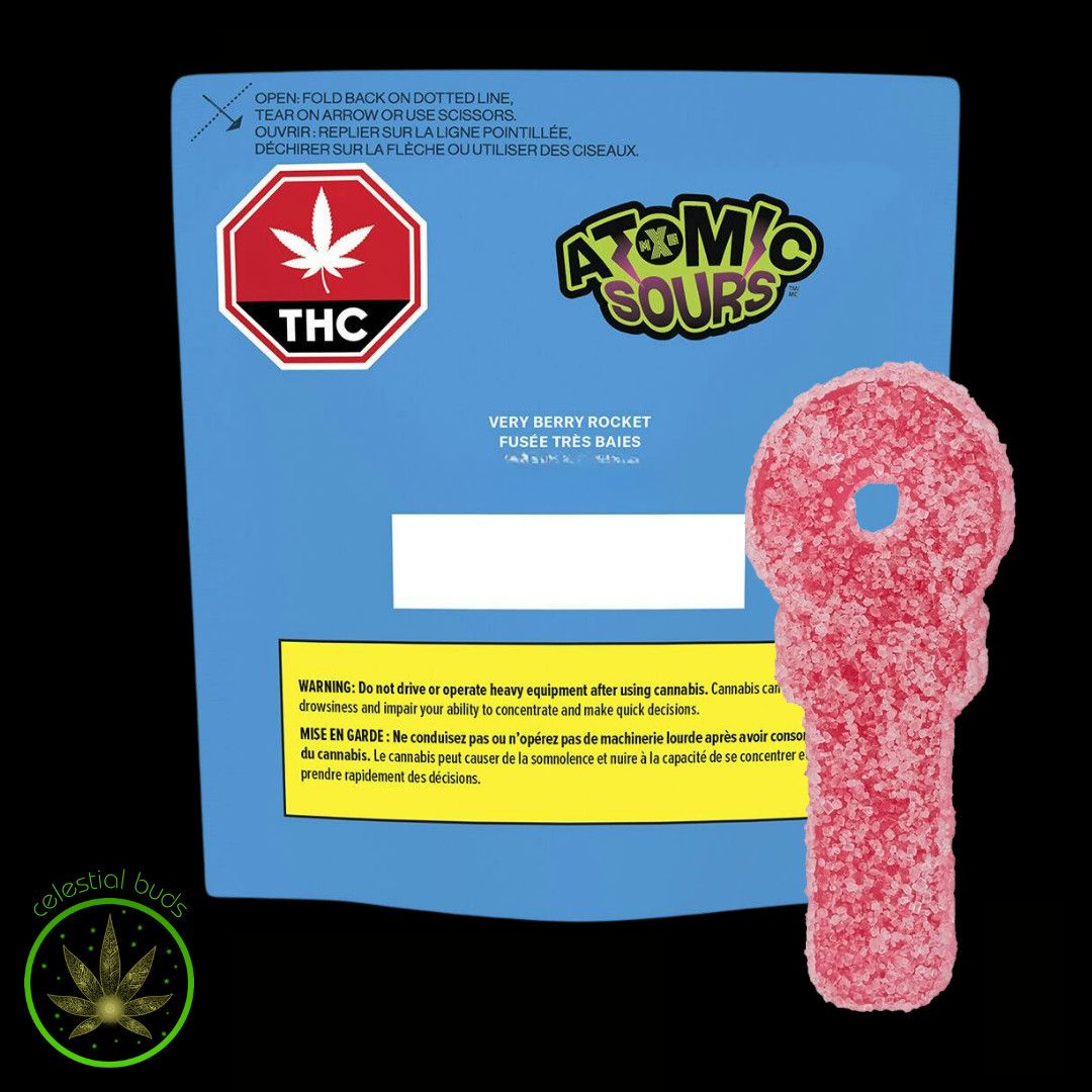 Very Berry Rocket Bundle (THC/CBG), XMG Atomic Sours (5/pk) Soft Chews