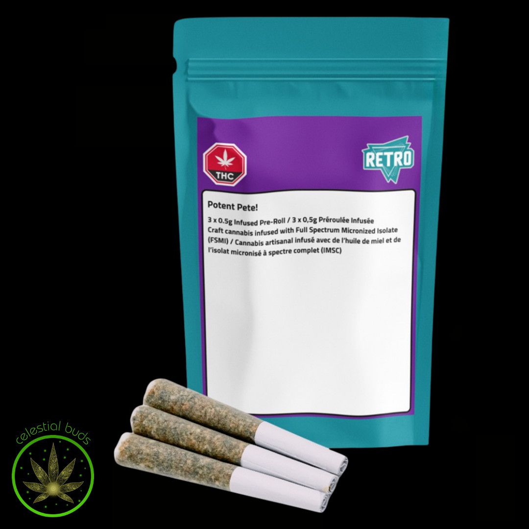 Potent Pete (THCA,CBC), Retro (3x0.5g) Infused Pre-Rolls