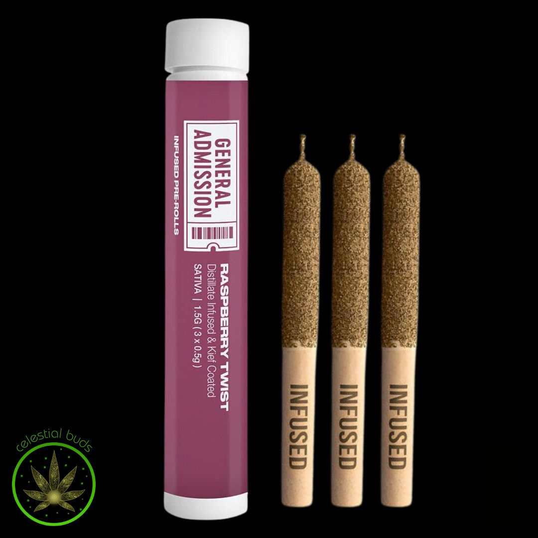 Raspberry Twist, General Admission (3x0.5g) Distillate Infused Pre-Rolls