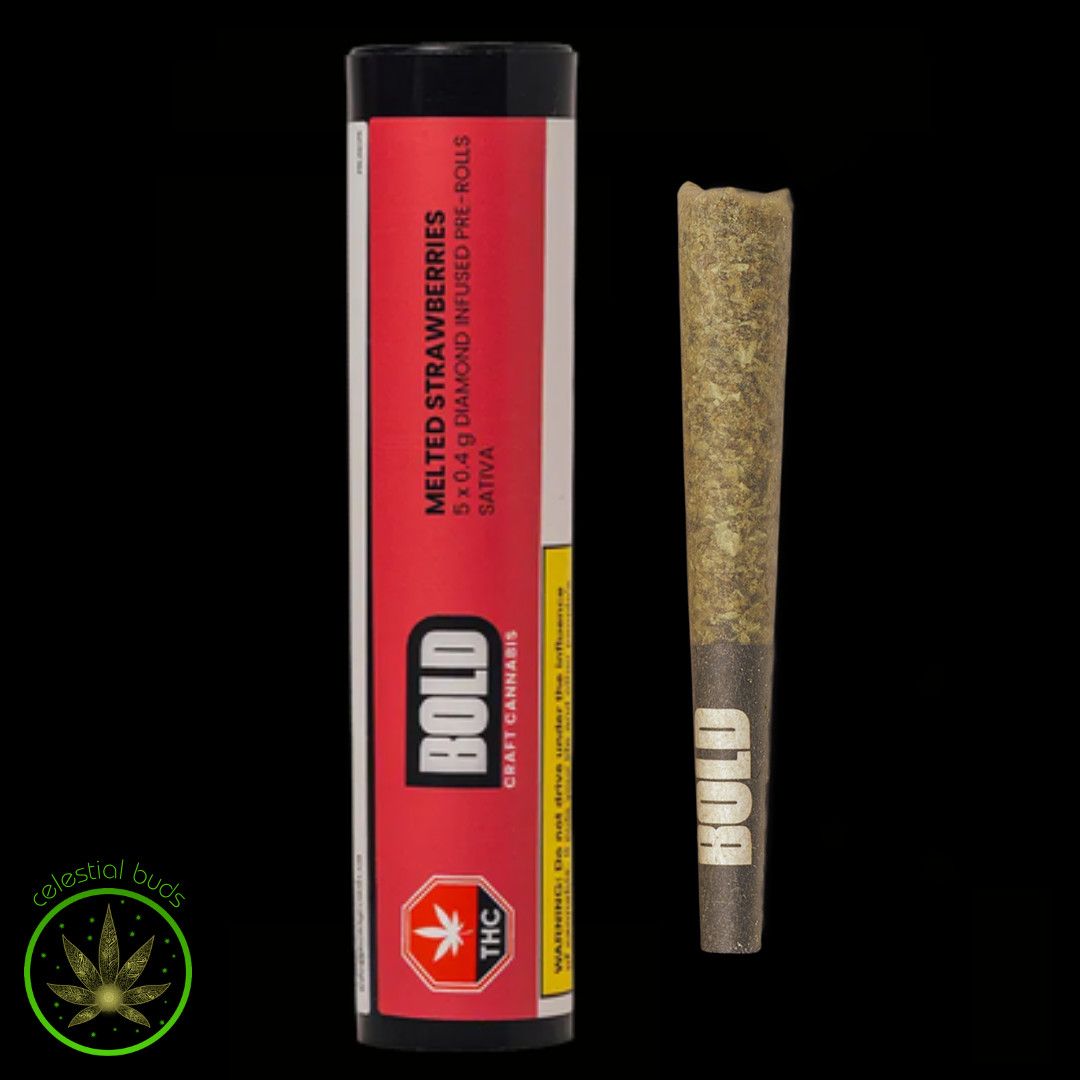 Melted Strawberries, BOLD  (5x0.4g) Diamond Infused Pre-Rolls