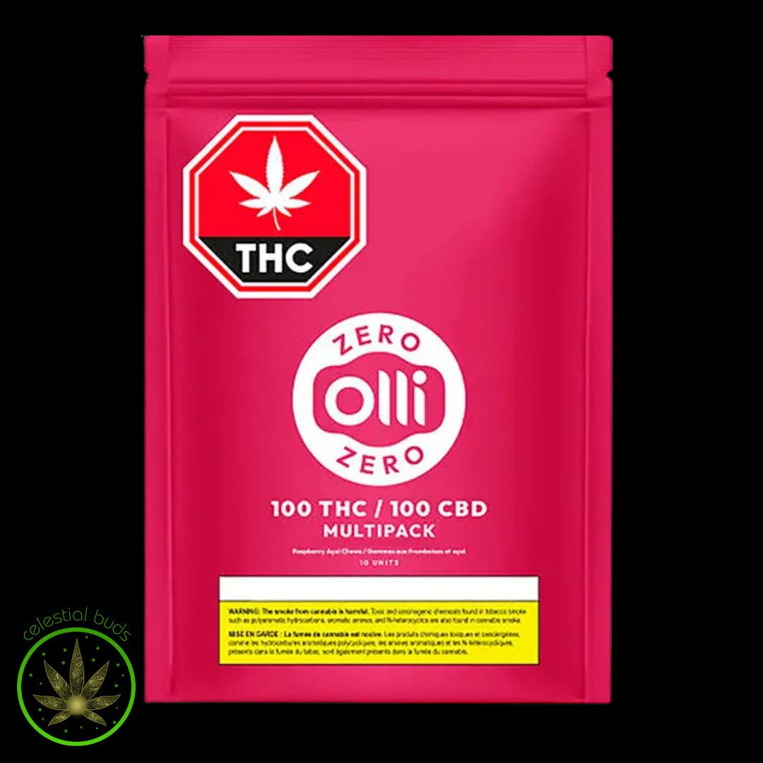Raspberry Acai THC:CBD/1:1, Olli Zero (10x10mg) Multipack Soft Chews
