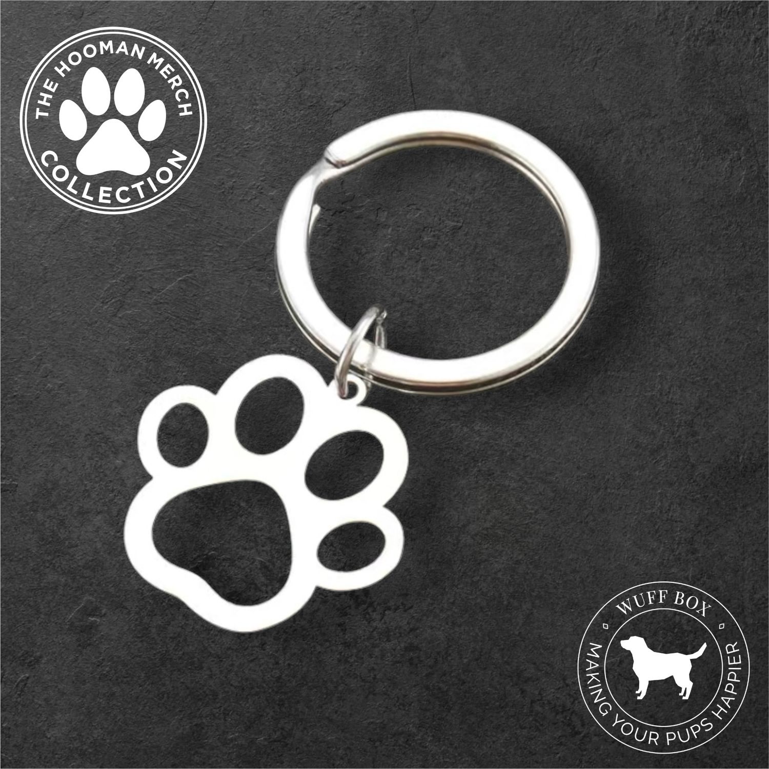 Dog Paw Stainless Steel Keychain 