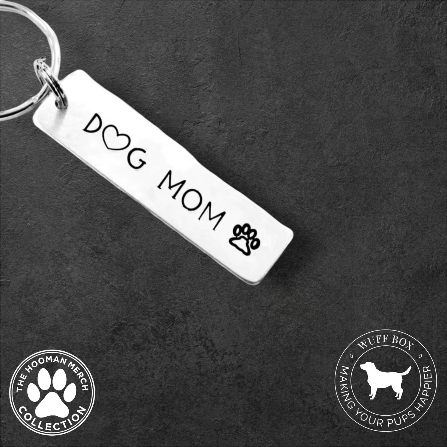 Stainless Steel “Dog Mom” Keychain