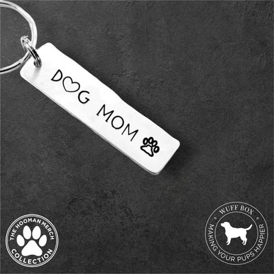 Stainless Steel “Dog Mom” Keychain