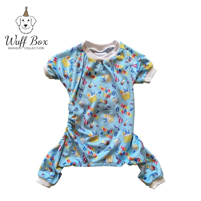 Blue BarkDay Print Velvet Onesie