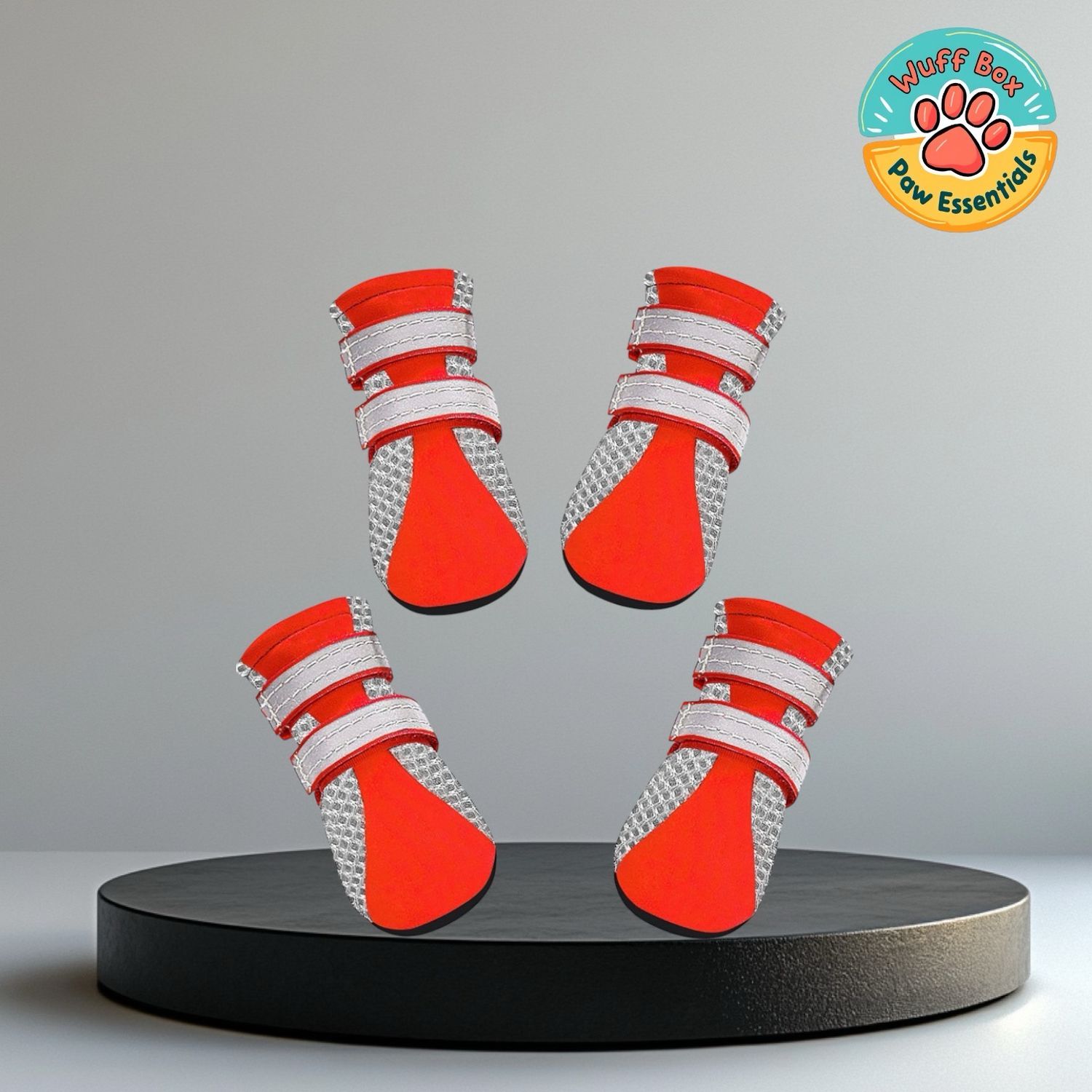 Orange Red &amp; Grey - Velcro Booties