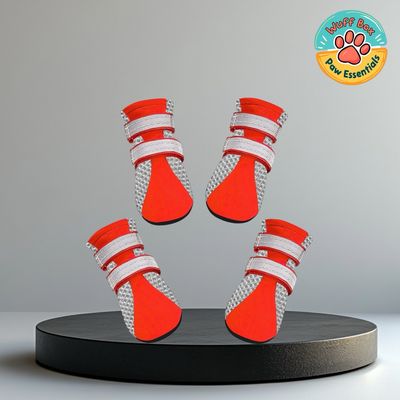Orange Red &amp; Grey - Velcro Booties