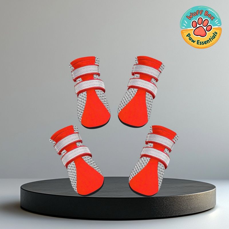Orange Red &amp; Grey - Velcro Booties