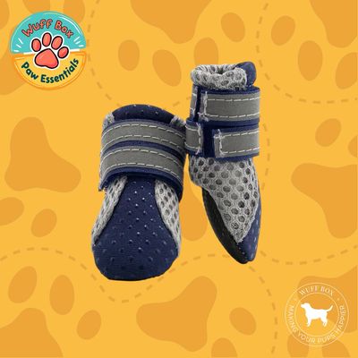 Navy Blue &amp; Grey - Velcro Booties 