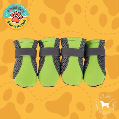 Neon Green &amp; Grey - Velcro Booties 