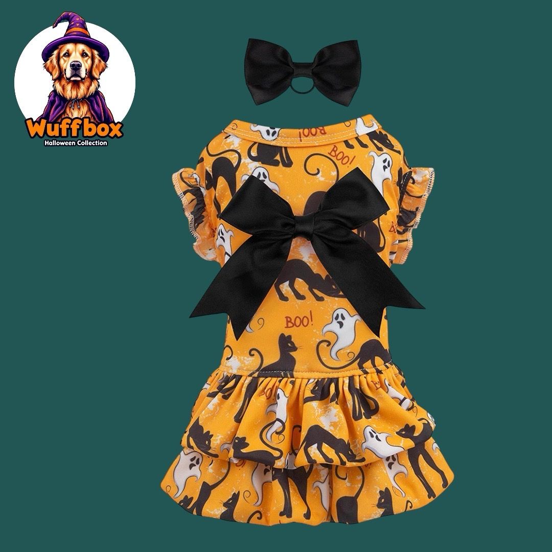 Mustard Halloween Theme Bowknot Dress