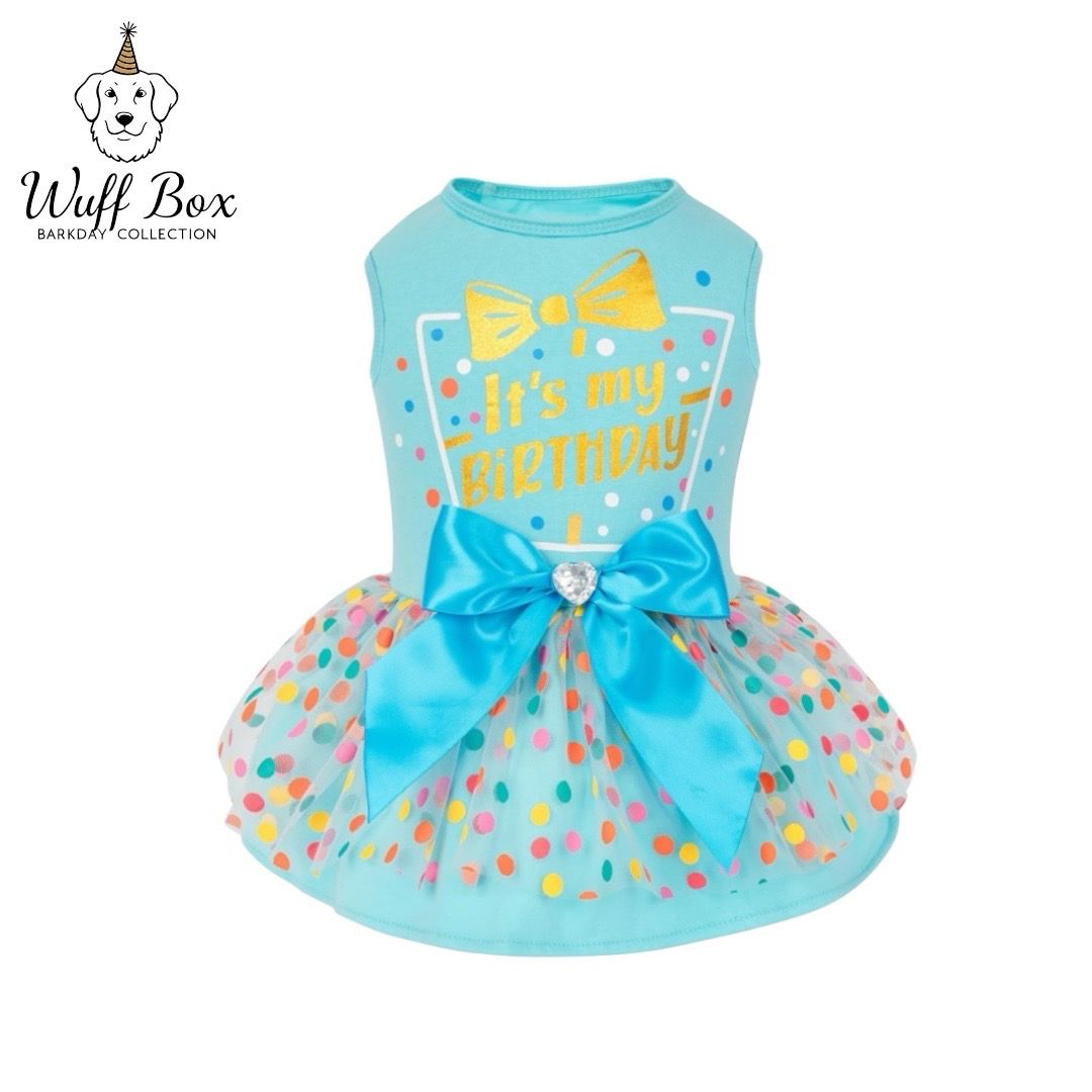 CuteBone Blue “It’s My Birthday” Bowknot Tutu Dress