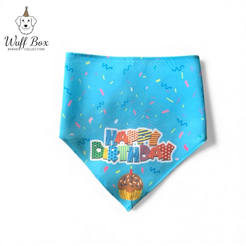 Teal Blue Happy Birthday Bandana 