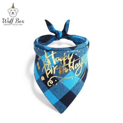 Fleece Plaid Birthday Boy Bandana