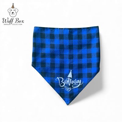 Fleece Plaid Birthday Boy Bandana