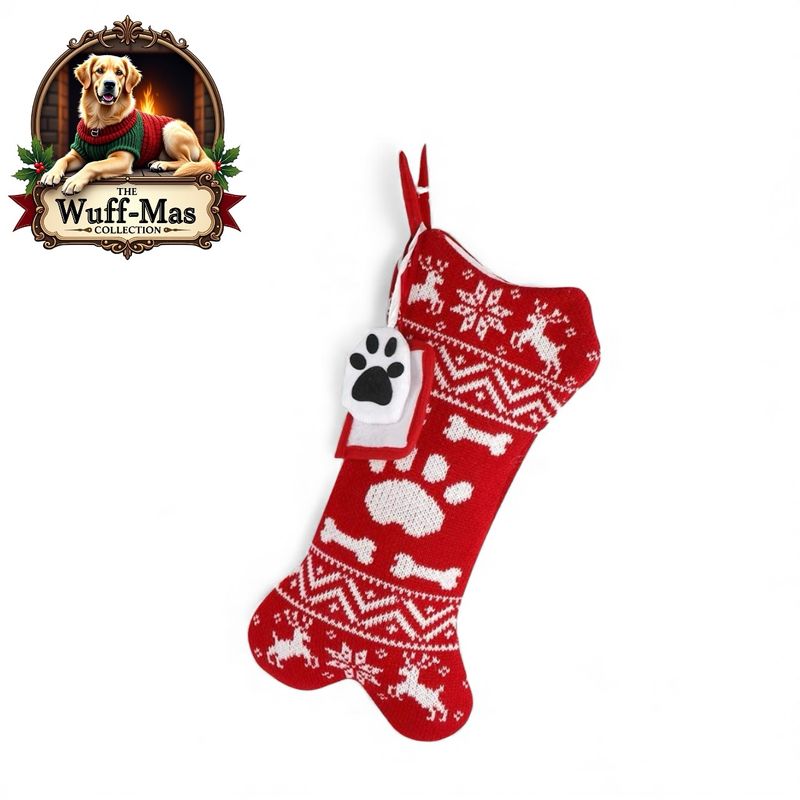 Woven Bone &amp; Paw Print Photo Insert Stocking 