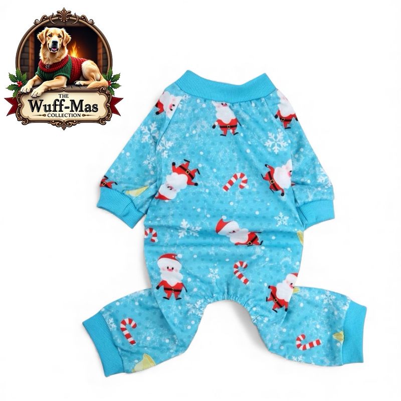 Blue Santa &amp; Snowflake Cotton Onesie