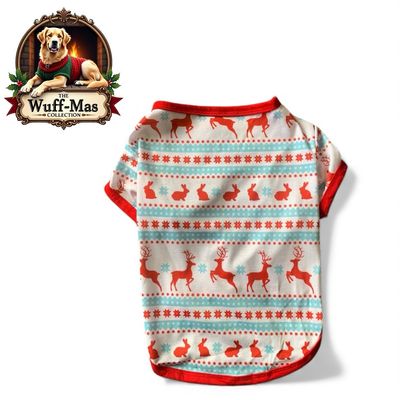 Blue &amp; White Stripe Reindeer Tee