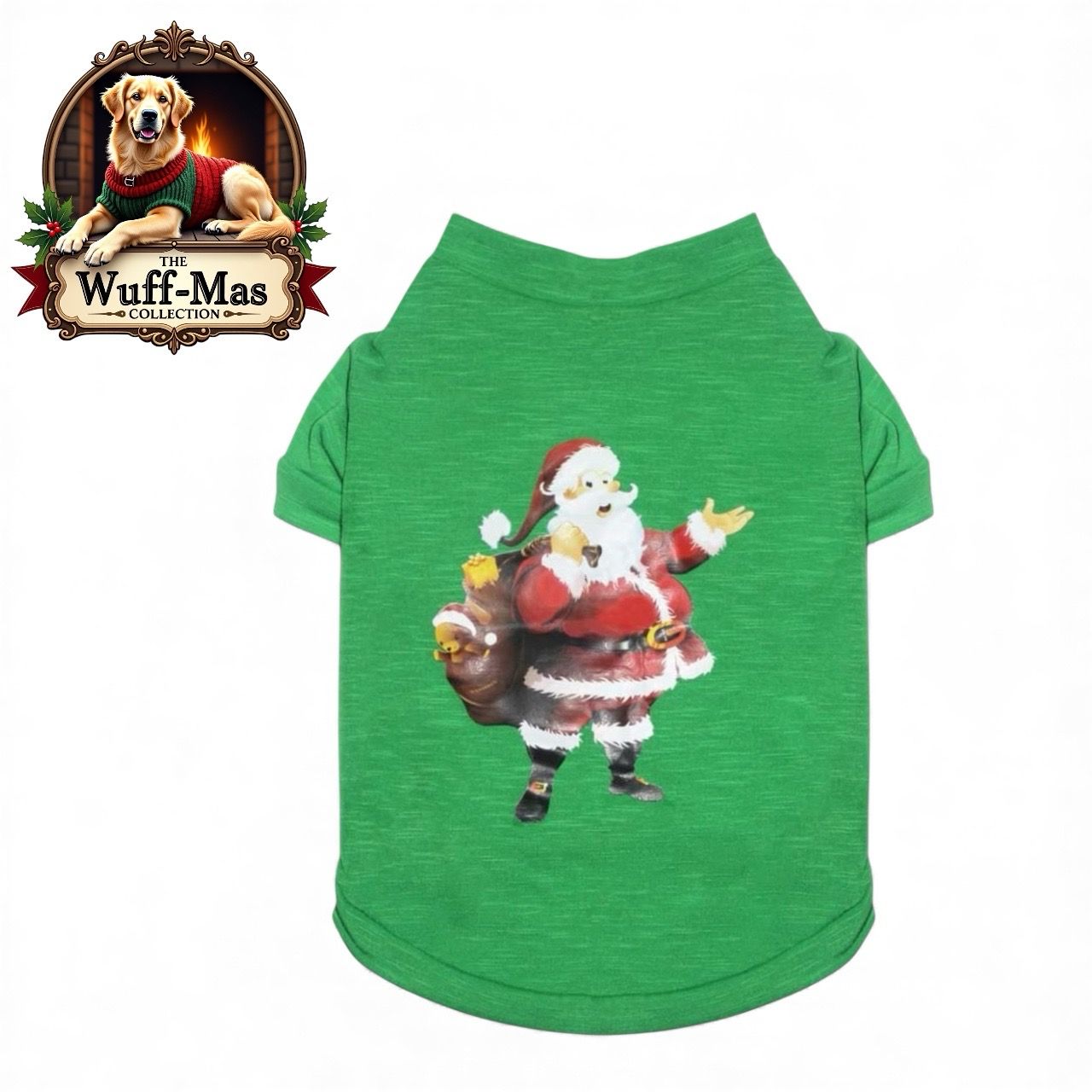 Green Santa Print Tee