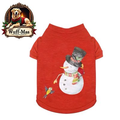 Red Snowman Print Tee