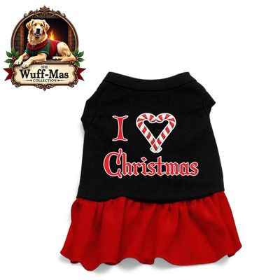 I Love Christmas Print Dress