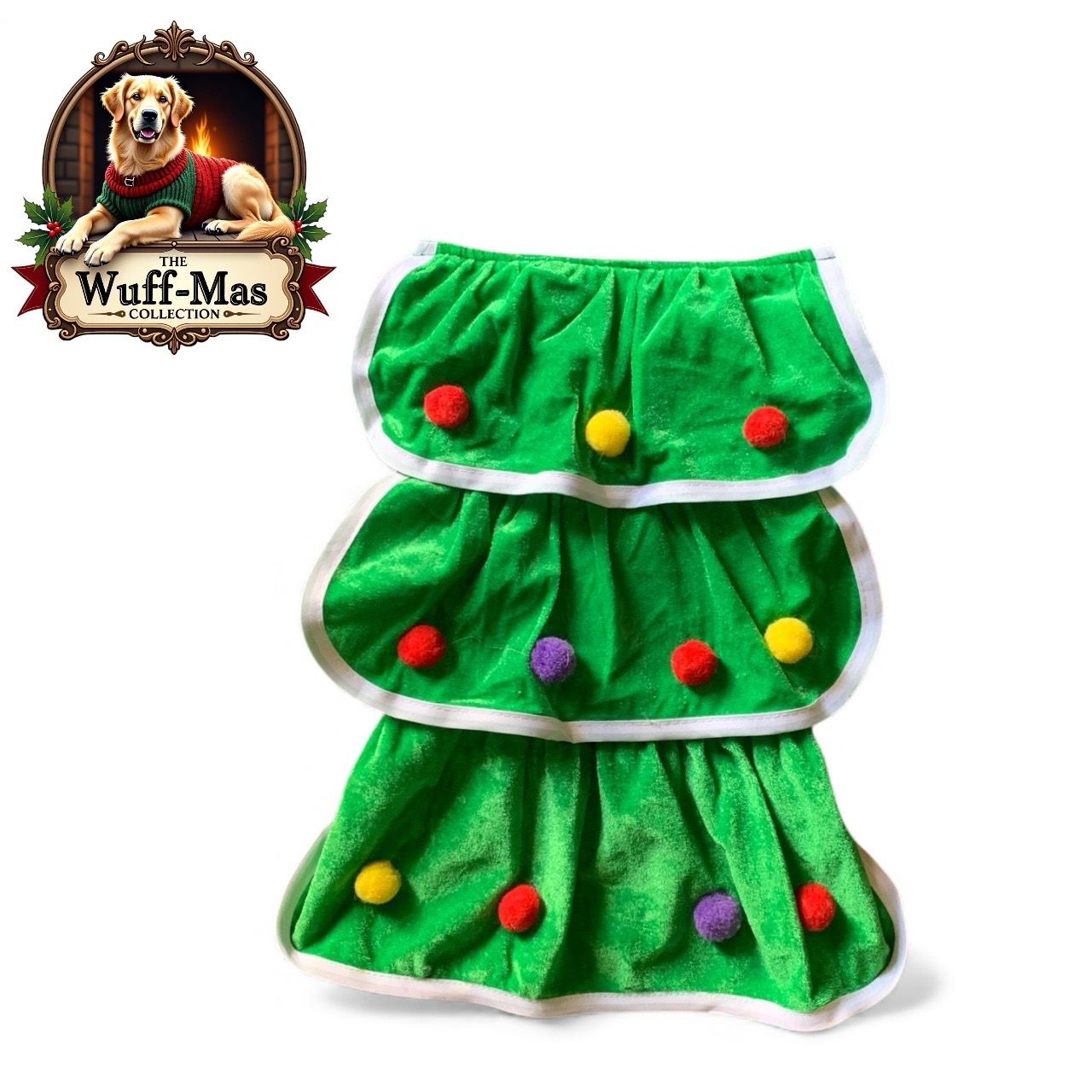 Green Pom Pom Holiday Costume Dress