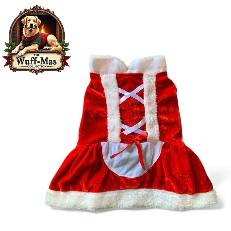 Mrs. Claus Velvet Fur Sleeveless Costume