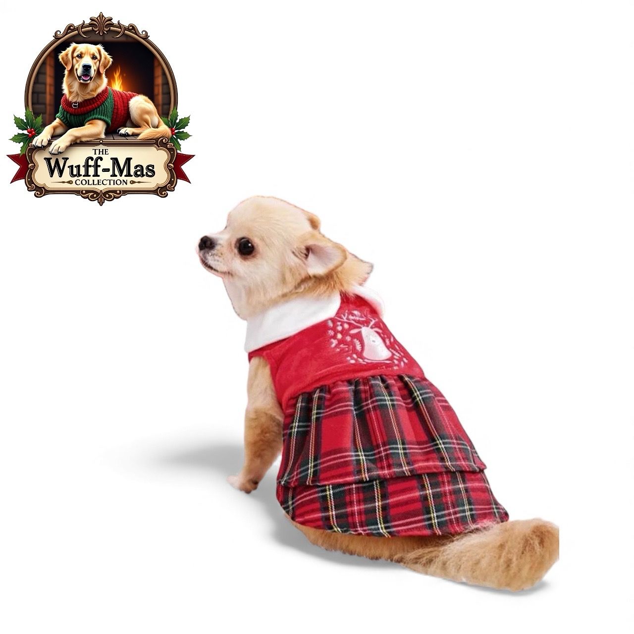 Fur Plaid “Merry Christmas” Holiday Costume