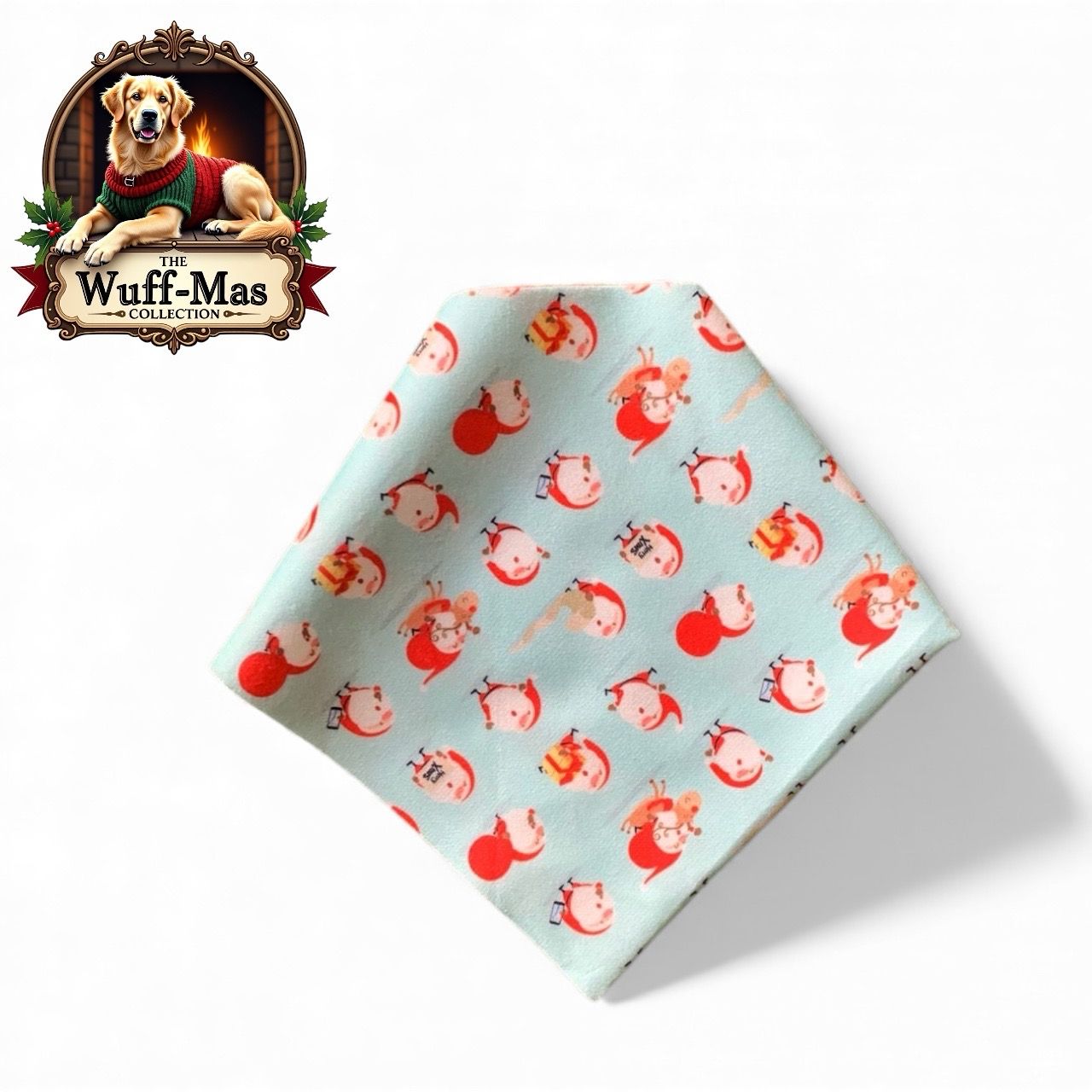 Santa Claus Print Velvet Bandana