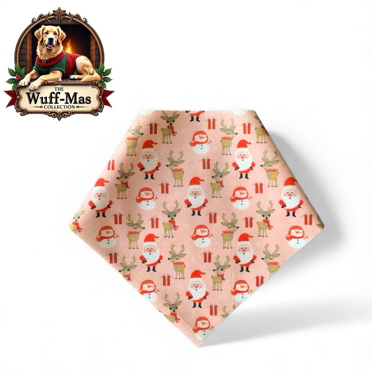 Reindeer &amp; Santa Print Velvet Bandana