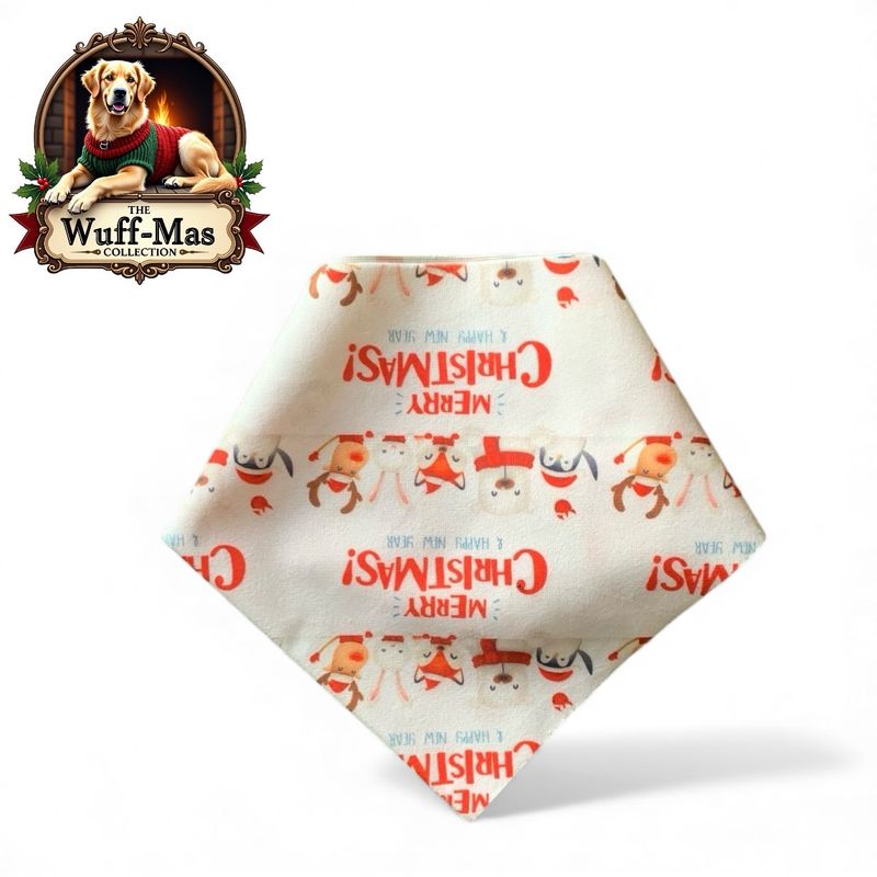 “Merry Christmas &amp; A Happy New Year” Print Velvet Bandana 